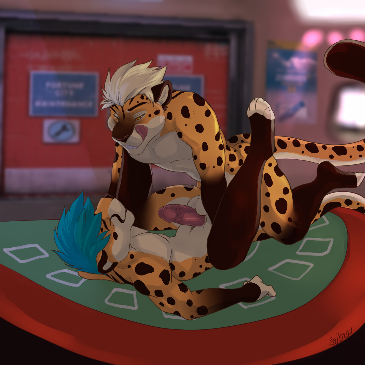 2018 2_males anal anal_penetration anthro anthro/anthro anthro_penetrated anthro_penetrating anthro_penetrating_anthro balls barbed_humanoid_penis barbed_penis blue_hair brown_body brown_ears brown_fur brown_tail dipstick_tail duo erection felid fur genitals hair hi_res humanoid_genitalia humanoid_penis hybrid_penis licking licking_lips licking_own_lips looking_at_another male male/male male_penetrated male_penetrating male_penetrating_male mammal markings masculine monotone_ears monotone_hair multicolored_ears multicolored_tail multiple_males penetration penile penile_penetration penile_spines penis penis_in_ass seibear sex spots spotted_body spotted_fur spotted_tail tail tail_markings two_tone_ears white_balls white_body white_fur white_hair white_tail yellow_body yellow_ears yellow_fur yellow_tail