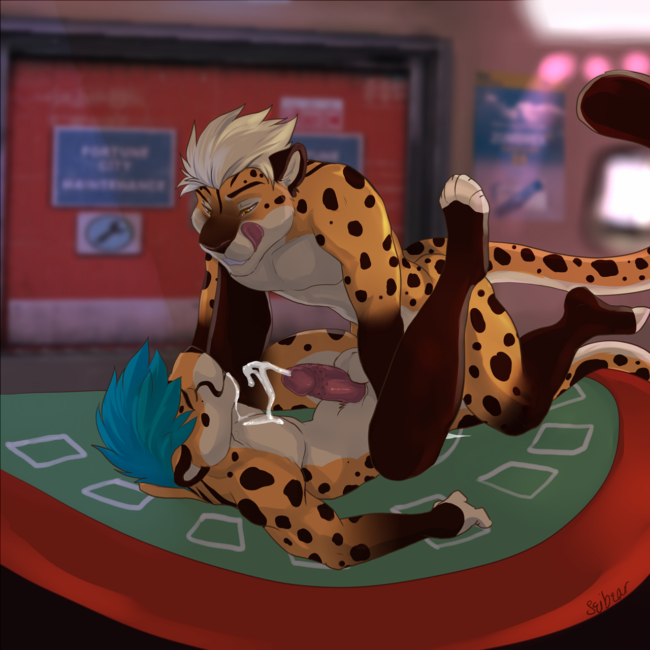2018 2_males anal anal_penetration anthro anthro/anthro anthro_penetrated anthro_penetrating anthro_penetrating_anthro balls barbed_humanoid_penis barbed_penis blue_hair brown_body brown_ears brown_fur brown_tail cum cum_on_chest cum_while_penetrated dipstick_tail duo ejaculation erection felid fur genital_fluids genitals hair hi_res humanoid_genitalia humanoid_penis hybrid_penis licking licking_lips licking_own_lips looking_at_another male male/male male_penetrated male_penetrating male_penetrating_male mammal markings masculine monotone_ears monotone_hair multicolored_ears multicolored_tail multiple_males penetration penile penile_penetration penile_spines penis penis_in_ass seibear sex spots spotted_body spotted_fur spotted_tail tail tail_markings two_tone_ears white_balls white_body white_fur white_hair white_tail yellow_body yellow_ears yellow_fur yellow_tail