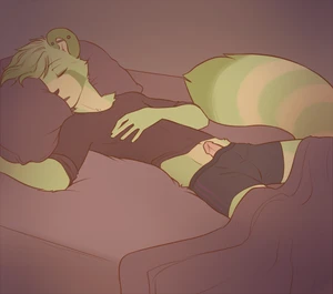 1_male 2013 anthro bottomwear boxers_(clothing) clothing dipstick_tail erection fur genitals green_body green_ears green_fur green_hair green_tail hair humanoid_genitalia humanoid_penis lockworkorange male mammal markings masculine monotone_ears monotone_hair multicolored_body multicolored_fur multicolored_tail penis red_panda shirt sleeping solo t-shirt tail tail_markings topwear two_tone_body two_tone_fur two_tone_tail underwear white_body white_fur white_tail