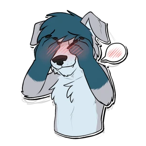 1_male 2022 alpha_channel anthro australian_shepherd black_nose blue_body blue_fur blue_hair blush canid canis covering_eyes domestic_dog eyebrow eyebrow_through_hair floppy_ears fur gaokun grey_body grey_ears grey_fur hair maidboye male mammal masculine monotone_ears monotone_hair multicolored_body multicolored_fur nervous reaction_image solo sticker translucent translucent_hair transparent_background white_body white_fur