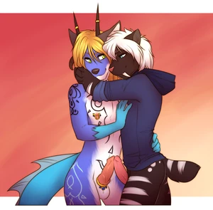 2015 2_males animal_genitalia animal_penis anthro anthro/anthro balls black_body black_ears black_fur black_nose black_tail blue_body blue_fur blue_hoodie blue_tail brown_ears canine_genitalia canine_penis duo erection fangs felid fur genitals green_eyes hair hug humanoid_genitalia humanoid_penis knot knotted_penis lockworkorange male male/male mammal masculine monotone_ears monotone_hair multicolored_body multicolored_fur multicolored_tail multiple_males penis pink_nose saber-toothed_tiger sabertooth_(anatomy) species_request tail teeth two_tone_body two_tone_fur two_tone_tail white_balls white_body white_fur white_hair white_tail yellow_hair