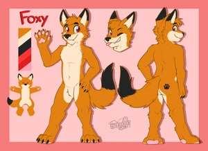 1_male 2022 absurd_res anthro ass biped black_ears blep canid chibi cute_fangs dipstick_ears dipstick_tail eyebrow eyebrow_through_hair fangs femboyfans fox foxy_(donovan_dmc) fur gaokun gesture grin hair hi_res looking_at_viewer looking_back looking_back_at_viewer male mammal markings mascot masculine model_sheet monotone_hair multicolored_body multicolored_ears multicolored_fur multicolored_tail multiple_poses nude nude_anthro nude_male orange_ears orange_hair pawpads paws pink_pawpads red_eyes solo tail tail_markings teeth tongue tongue_out translucent translucent_hair waving