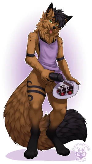 1_male 2024 absurd_res animal_genitalia animal_penis anthro balls black_body black_ears black_fur black_hair black_penis black_tail bottomless brown_balls butteredshep canid canine_genitalia canine_penis clothed clothing cum cum_on_food dipstick_tail erection fox fur genital_fluids genitals green_eyes hair hi_res knot knotted_penis looking_at_viewer male mammal markings masculine monotone_hair multicolored_body multicolored_ears multicolored_fur multicolored_tail orange_body orange_ears orange_fur orange_tail penis solo tahssi tail tail_markings tongue tongue_out two_tone_body two_tone_ears two_tone_fur two_tone_tail