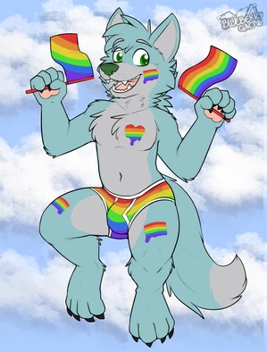 1_male 2025 absurd_res anthro blue_body blue_ears blue_fur blue_hair blue_tail bottomwear bottomwear_only bulge canid canis clothed clothing dipstick_tail donovan_dmc flag fur gaokun green_eyes green_nose grey_body grey_fur grey_inner_ear grey_tail hair hi_res male mammal markings masculine monotone_ears monotone_hair multicolored_body multicolored_fur multicolored_tail open_mouth pawpads paws pink_pawpads pride_color_bodypaint pride_color_underwear pride_colors pride_flag solo tail tail_markings topless two_tone_body two_tone_fur two_tone_tail underwear underwear_only watermark wolf
