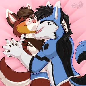 2022 2_males anthro anthro/anthro black_body black_ears black_fur black_tail blep blue_body blue_bottomwear blue_briefs blue_clothing blue_ears blue_fur blue_tail blue_underwear blush bottomwear bottomwear_only briefs briefs_only brown_body brown_ears brown_fur brown_tail canid clothed clothing cuddling dipstick_ears duo fur gaokun hi_res making_out male male/male mammal masculine multicolored_body multicolored_ears multicolored_fur multicolored_tail multiple_males red_bottomwear red_briefs red_clothing red_underwear romantic tail tongue tongue_out topless two_tone_ears two_tone_tail underwear underwear_only white_body white_ears white_fur white_tail