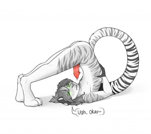 1_male 2019 animal_genitalia animal_penis anklav annoyed anthro ass barbed_penis black_ears black_tail dialogue dipstick_tail dlw dripping erection felid feline_genitalia feline_penis fur genital_fluids genitals green_eyes hair male mammal markings masculine multicolored_body multicolored_ears multicolored_fur multicolored_tail pantherine paws penile_spines penis precum precum_drip solo spot_color striped_body striped_fur striped_tail stripes tail tail_markings tiger two_tone_ears white_ears