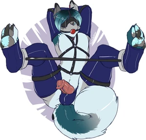 1_male 2015 animal_genitalia animal_penis anthro australian_shepherd ball_gag ball_gag_in_mouth black_ears black_nose black_pawpads blue_arm_warmers blue_body blue_bottomwear blue_clothing blue_fur blue_hair blue_legwear blue_nose blue_panties blue_pawpads blue_tail blue_thigh_highs blue_underwear bondage bottomwear bound bulge canid canine_genitalia canine_penis canis clothing collar curled_tail dipstick_ears domestic_dog femboy floppy_ears fur gag gagged genitals grey_body grey_ears grey_fur grey_pawpads grey_tail hair harness immobilized knot knotted_penis leg_spacer legwear locosaltinc male mammal masculine monotone_hair multicolored_body multicolored_ears multicolored_fur multicolored_tail oral oral_penetration panties pawpads paws penetration penis penis_piercing piercing rileymutt sex sex_toy sex_toy_in_mouth sex_toy_insertion solo tail thigh_highs two_tone_ears underwear white_body white_fur white_tail