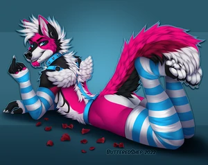 1_male 2024 anthro black_body black_ears black_fur black_nose black_tail blue_arm_warmers blue_clothing blue_legwear blue_thigh_highs butteredshep canid clothing collar dipstick_ears dipstick_tail femboy feminine fox fur hair harness legwear looking_at_viewer male mammal markings monotone_hair multicolored_body multicolored_ears multicolored_fur multicolored_tail pattern_clothing pattern_legwear pattern_thigh_highs pawpads paws pink_body pink_ears pink_fur pink_tail solo striped_arm_warmers striped_clothing striped_legwear striped_thigh_highs tail tail_markings thigh_highs two_tone_ears white_arm_warmers white_body white_clothing white_fur white_hair white_legwear white_pawpads white_tail white_thigh_highs xerxes_(xerxeswolf)