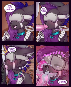 2021 2_males absurd_res anthro anthro/anthro anthro_penetrated anthro_penetrating anthro_penetrating_anthro balls black_body black_ears black_fur black_nose blue_hair blush canid cum cum_in_mouth cum_inside cum_on_own_penis cum_on_penis cum_on_self cum_on_tongue dialogue duo english_text erection fellatio feminine fox fur genital_fluids genitals glans hair hand_on_penis hi_res humanoid_genitalia humanoid_penis looking_pleasured male male/male male_penetrated male_penetrating male_penetrating_male mammal monotone_ears multiple_males open_mouth oral oral_penetration penetration penile penis penis_in_mouth pink_glans pink_penis purple_eyes purple_hair questionable_consent sex tongue valkoinen valkoinen_(character) vr_headset watermark white_balls zoyler_(character)
