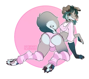 1_male 2016 anthro ass australian_shepherd black_ears black_nose black_pawpads blep blue_body blue_eyes blue_fur blue_hair blue_nose blue_pawpads blue_tail bottomwear bulge canid canis clothing cropped_hoodie curled_tail detailed_bulge dipstick_ears domestic_dog femboy feminine floppy_ears footwear fur grey_body grey_ears grey_fur grey_nose grey_pawpads grey_tail hair hoodie looking_at_viewer looking_back looking_back_at_viewer male mammal monotone_hair multicolored_body multicolored_ears multicolored_fur multicolored_tail panties pawpads paws pink_bottomwear pink_clothing pink_cropped_hoodie pink_footwear pink_hoodie pink_panties pink_skirt pink_socks pink_underwear rear_view rileymutt seamen skirt solo tail tongue tongue_out topwear two_tone_ears underwear white_body white_fur white_tail